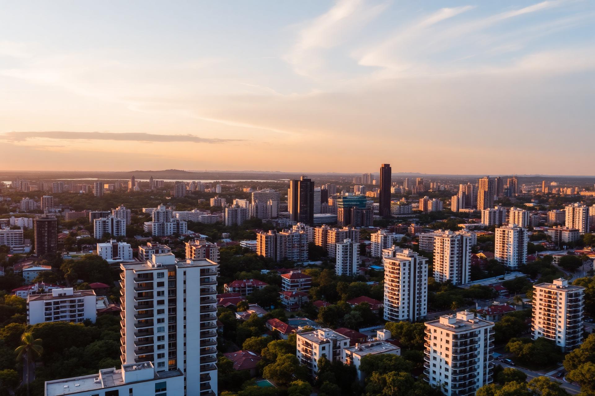 Skyline de Porto Alegre ao entardecer